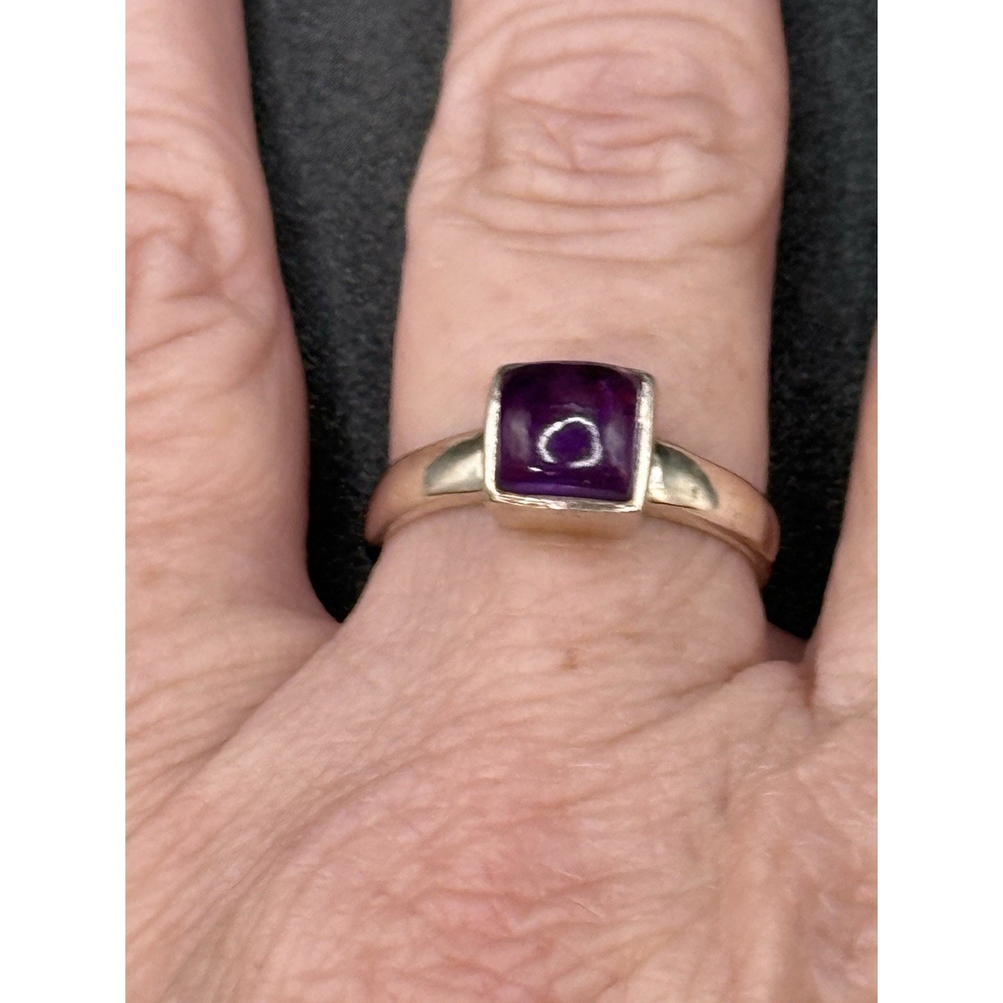New Condition Sterling Silver Genuine Amethyst Cab Ring Size 10.00 925 P19