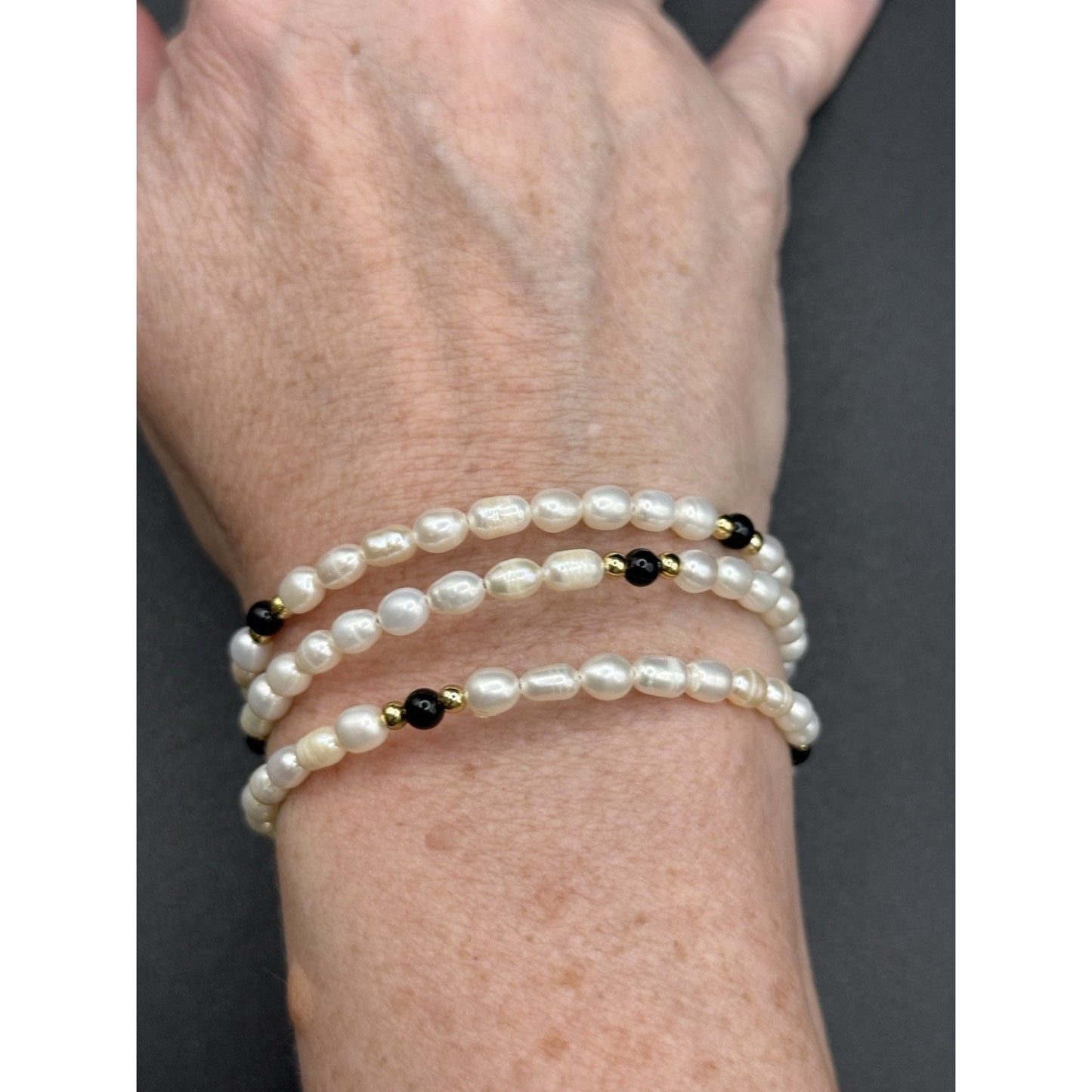 18” Freshwater Pearl Onyx Bead Choker Necklace Bracelet P11