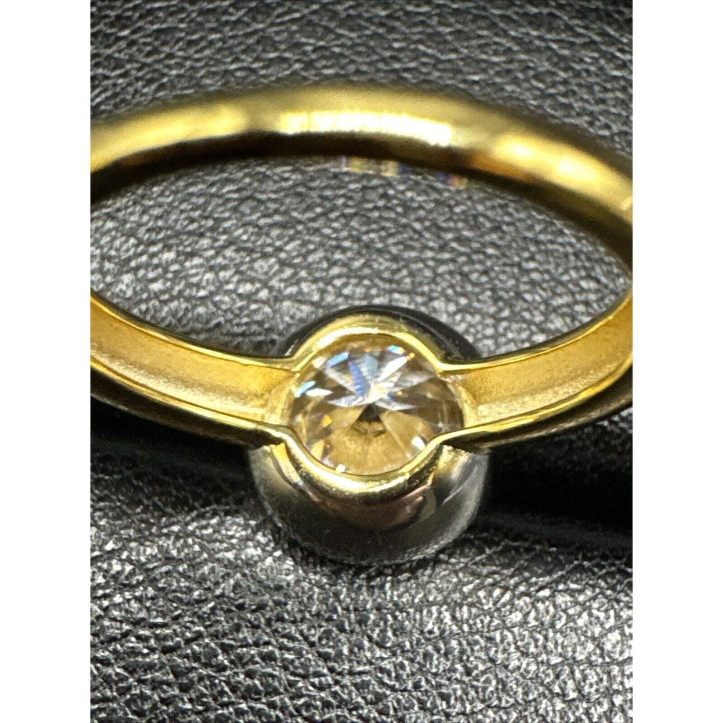 New Condition Two Tone Sterling Silver 3 Carat Moissanite Ring 925 Size 6.50 GRA