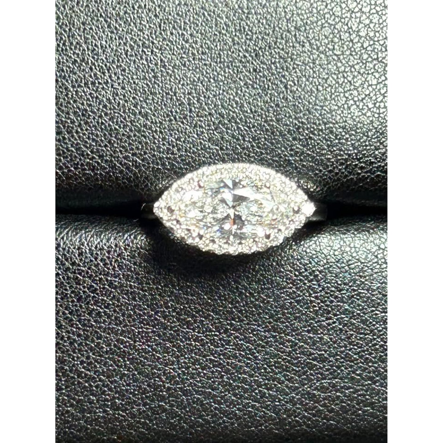 14k White Gold East West Marquise Halo Lab Grown Diamond Ring