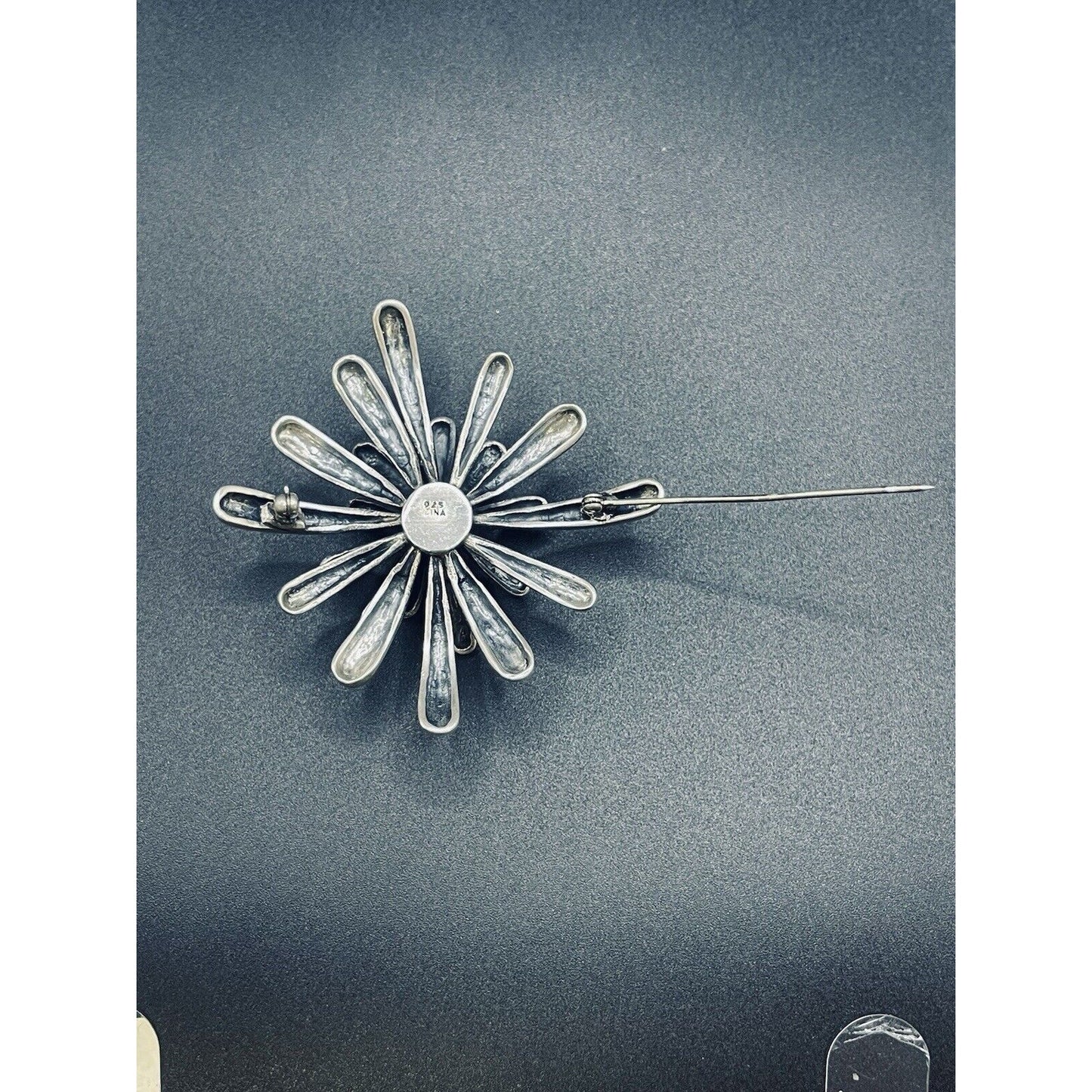 Zina Vintage Modernist Sterling Silver Firework 37 Grams Brooch Pin 925 L9