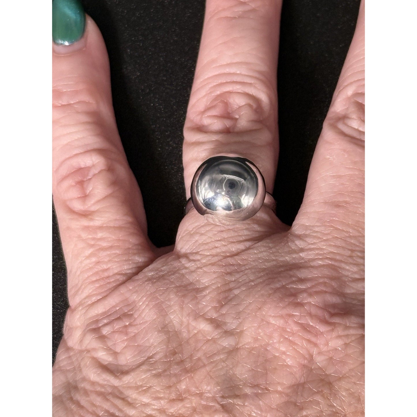 New Condition Sterling Silver Dome Ball Ring Size 7.00