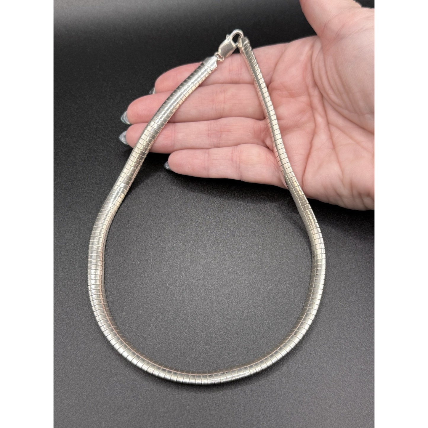 16” Sterling Silver Omega Style Collar Necklace 34 Grams P5