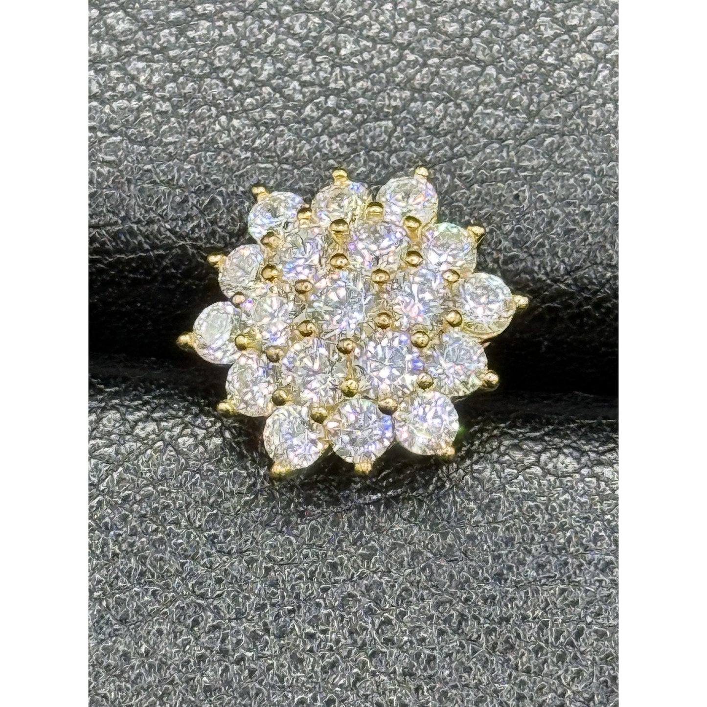 EUC Gold Sterling Silver Cluster Cubic Zirconia Earrings 925 P3