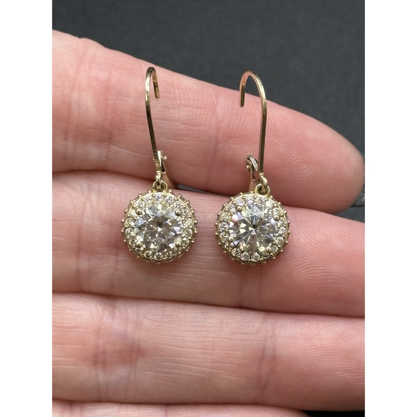 Gold Sterling Silver Cubic Zirconia Dangle Earrings 925 P10