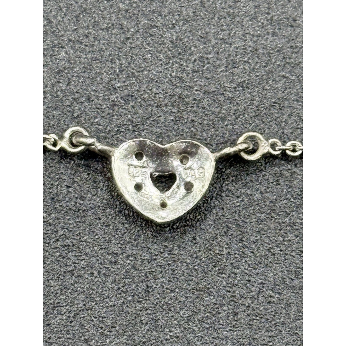 9” Sterling Silver Cubic Zirconia Heart Anklet 925 N13