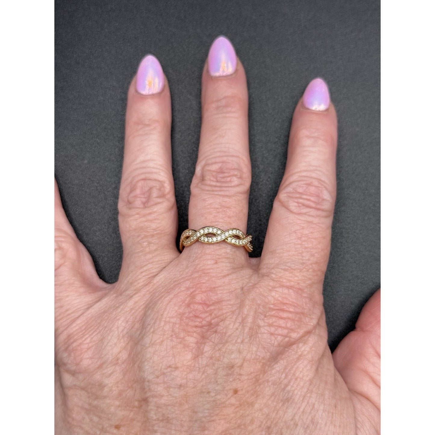 Gold Sterling Silver Cubic Zirconia Twist Ring Size 9.75 Q23