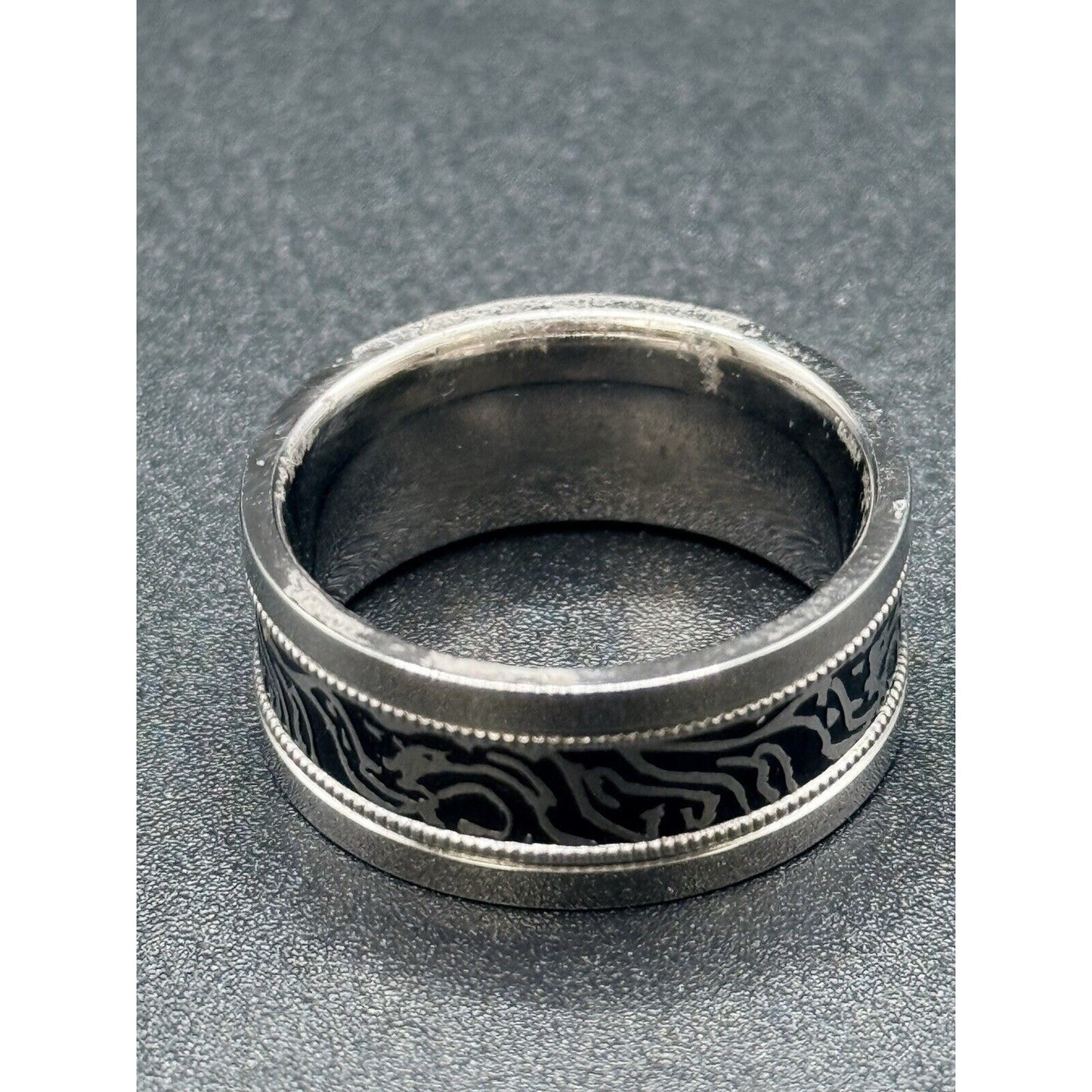10MM Titanium Textured Inlay Wedding Band Size 10.00 M10