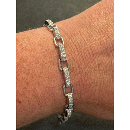 7.5” Sterling Silver Lab Grown  2.75 CTW Diamonds Tennis Bracelet E-F Color VS Clarity