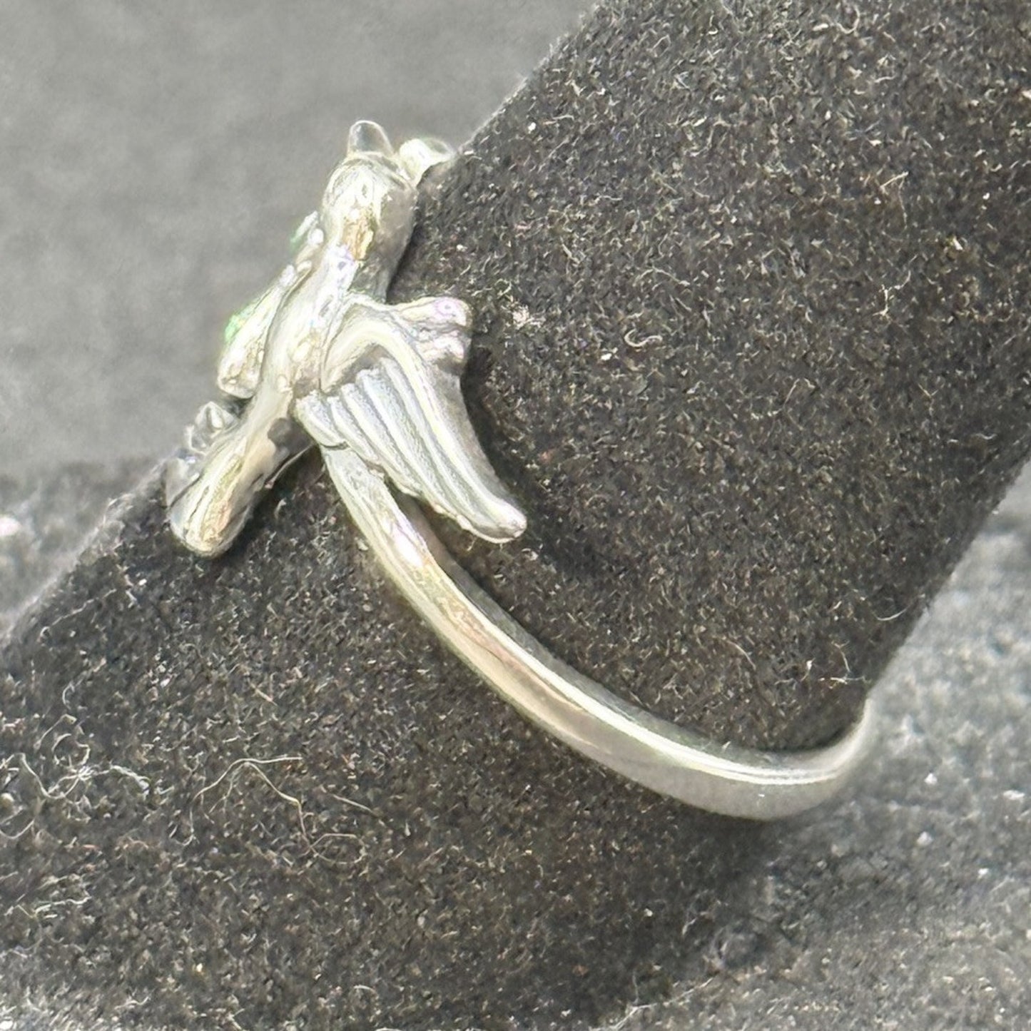 New Condition Sterling Silver Cubic Zirconia Hummingbird Ring Size 7.00