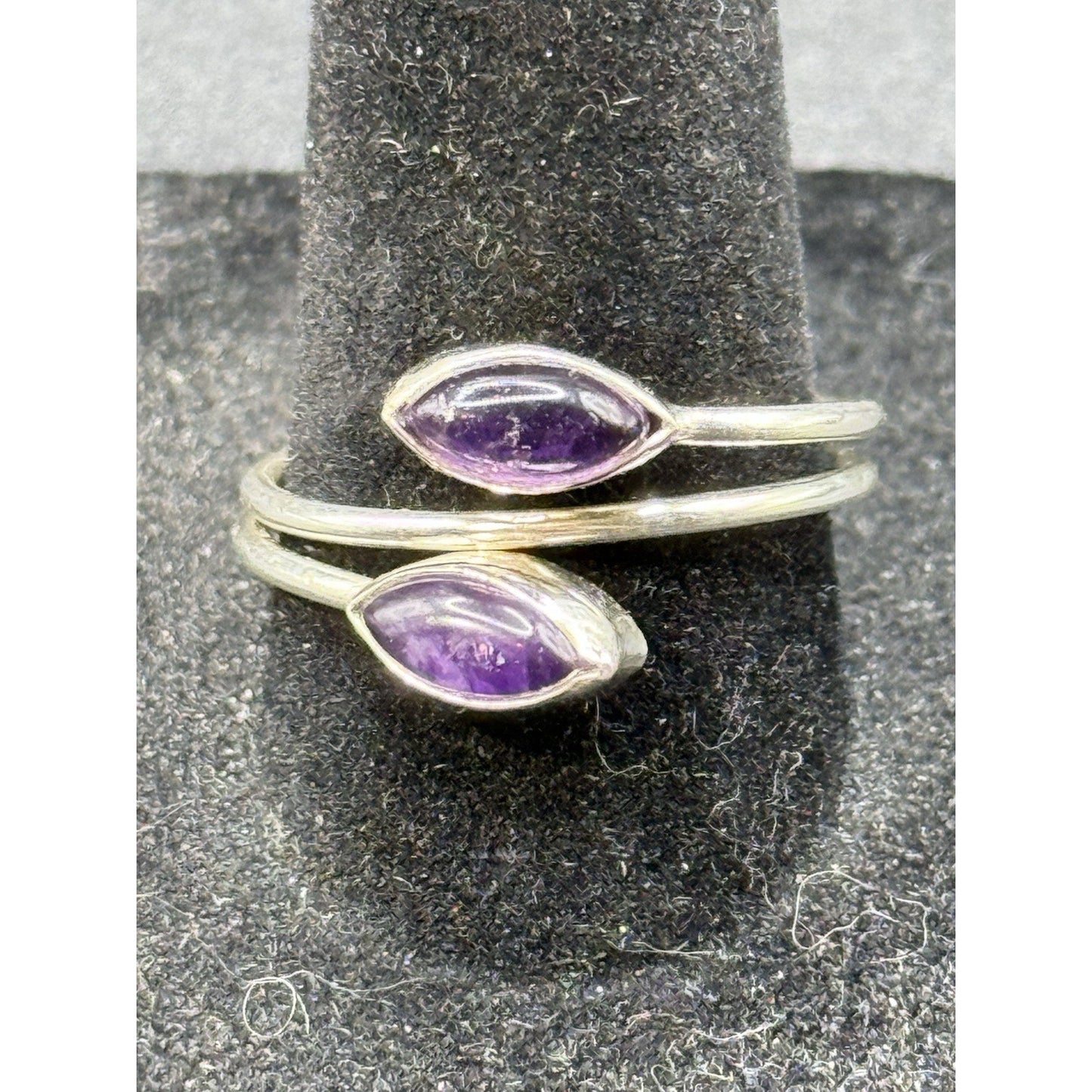 New Condition Sterling Silver Bypass Genuine Amethyst Ring Size 9.00 925 P19