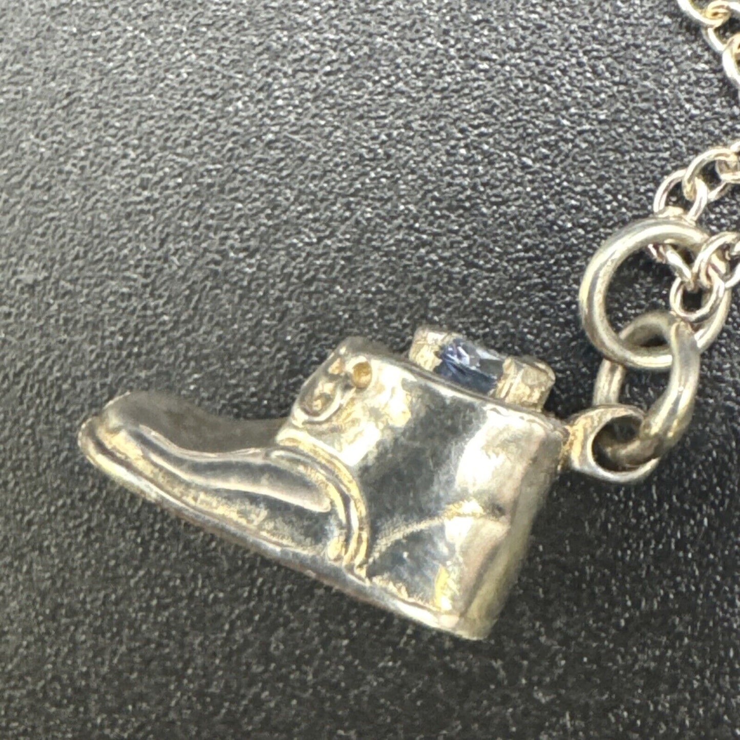 20” Sterling Silver Blue Gemstone Baby Booty Pendant Necklace 925 N1