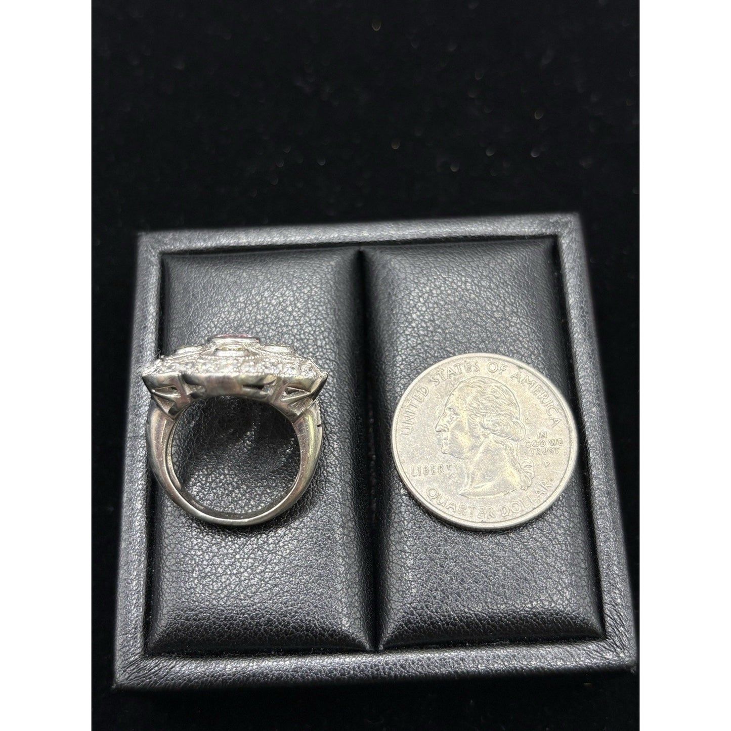 EUC Sterling Silver Multi Color Cubic Zirconia Ring Size 5.75 W29