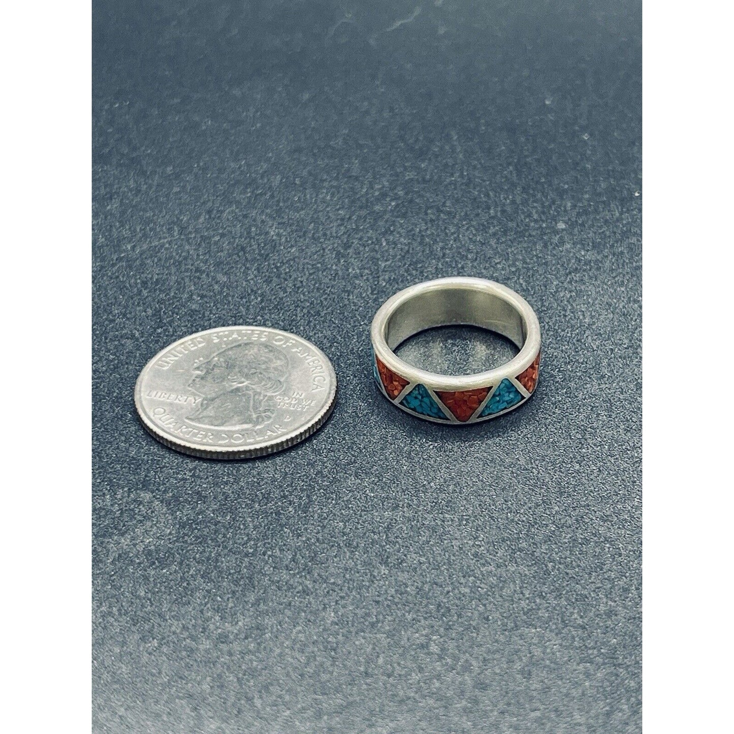 Carolyn Pollack Sterling Silver Turquoise Inlay Ring Size 6.00 K13