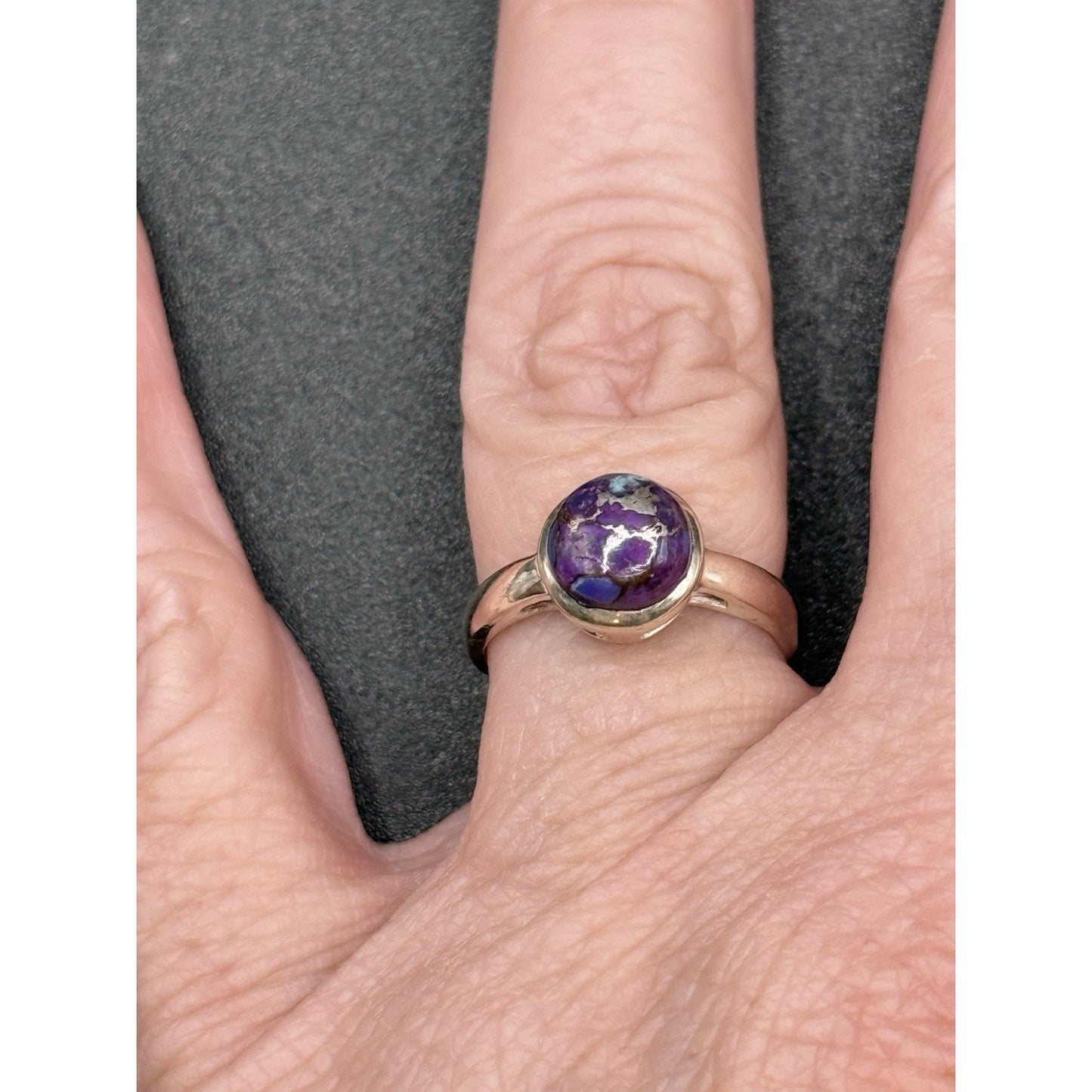 Excellent Used Condition Sterling Silver Copper Purple Turquoise Ring Size 7 P19