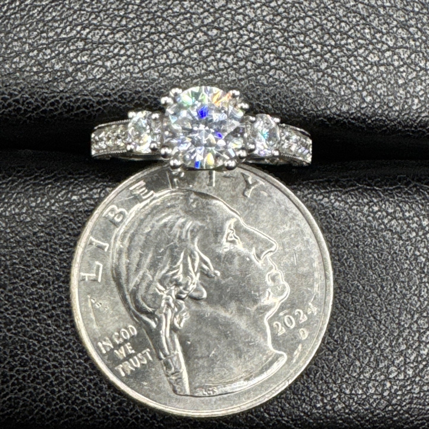 Sterling Silver CZ Vintage Style Engagement Ring 925 Size 6.5 N13