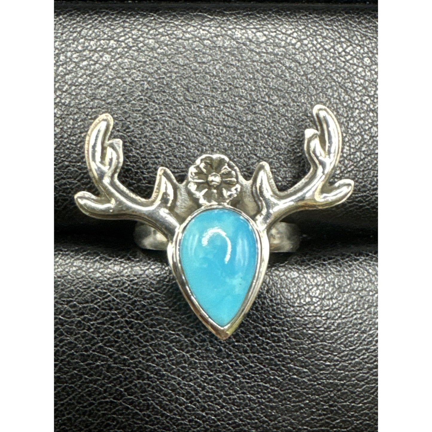 EUCSterling Silver Turquoise Antler Huntress Ring 7g 925 Size 7.25 T29