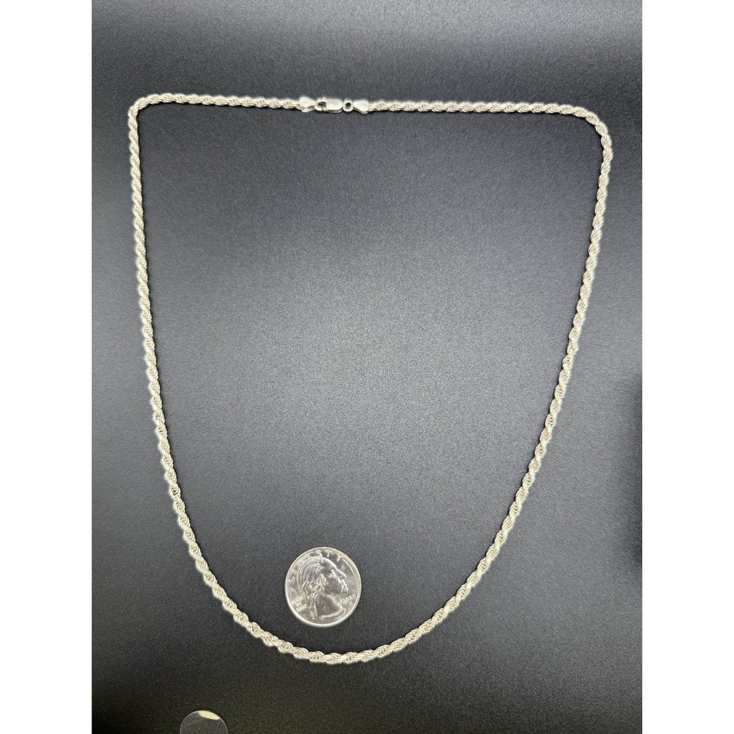 24” Vintage Sterling Silver Diamond Cut Rope 22 Grams 3MM Q7