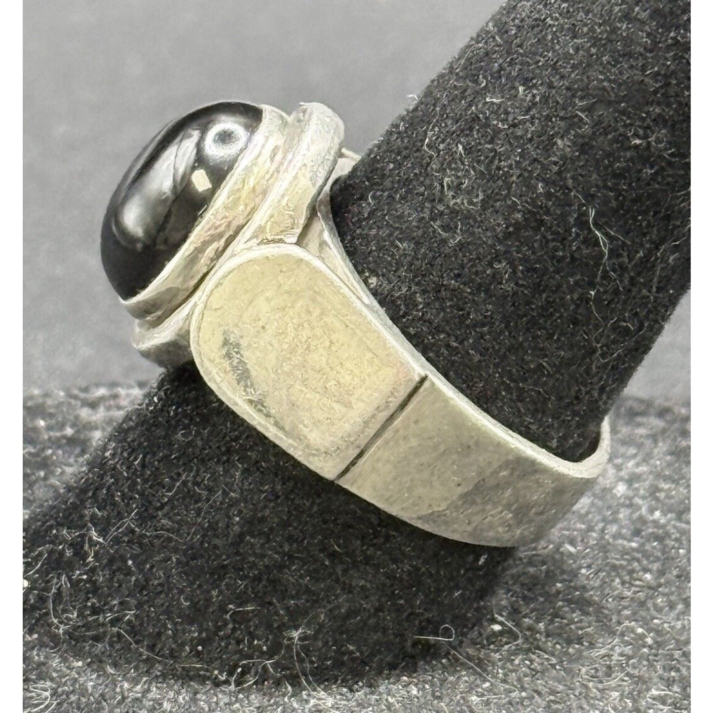 Vintage Sterling Silver Onyx Can Ring Size 7.00 M27