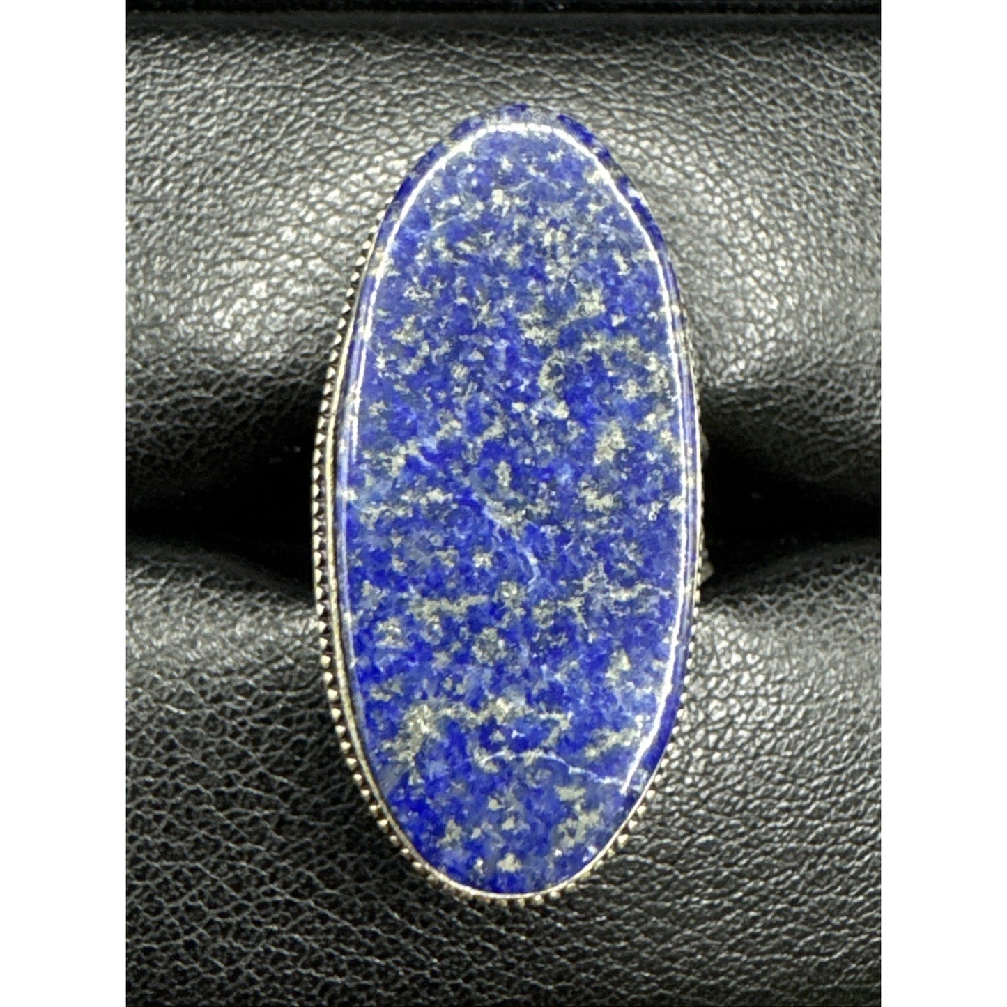 Sterling Silver Lapis Long Ring 15g 28x35mm 925 Size 7.5 T9