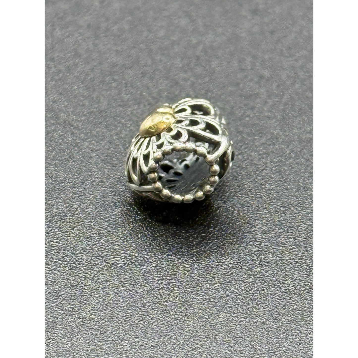Pandora Open Filigree Dual Tone Sterling Silver & Gold Charm 925 ALE P12