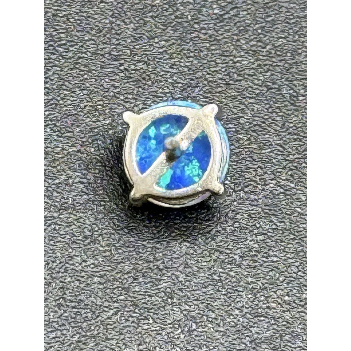 Excellent Used Condition Sterling Silver Lab Opal Studs 925 N17