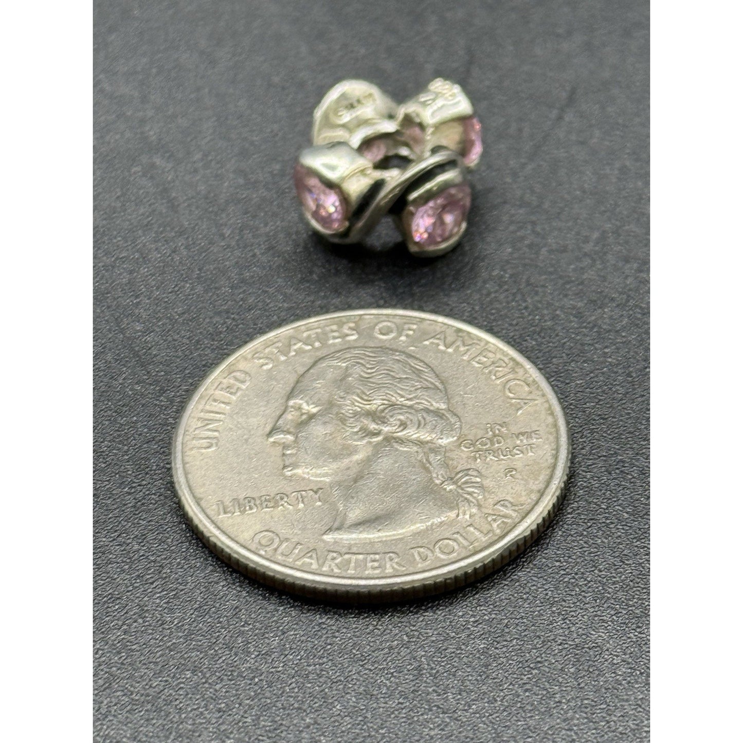 Chamilia Sterling Silver Pink Cubic Zirconia “Forever” Retired Charm P18