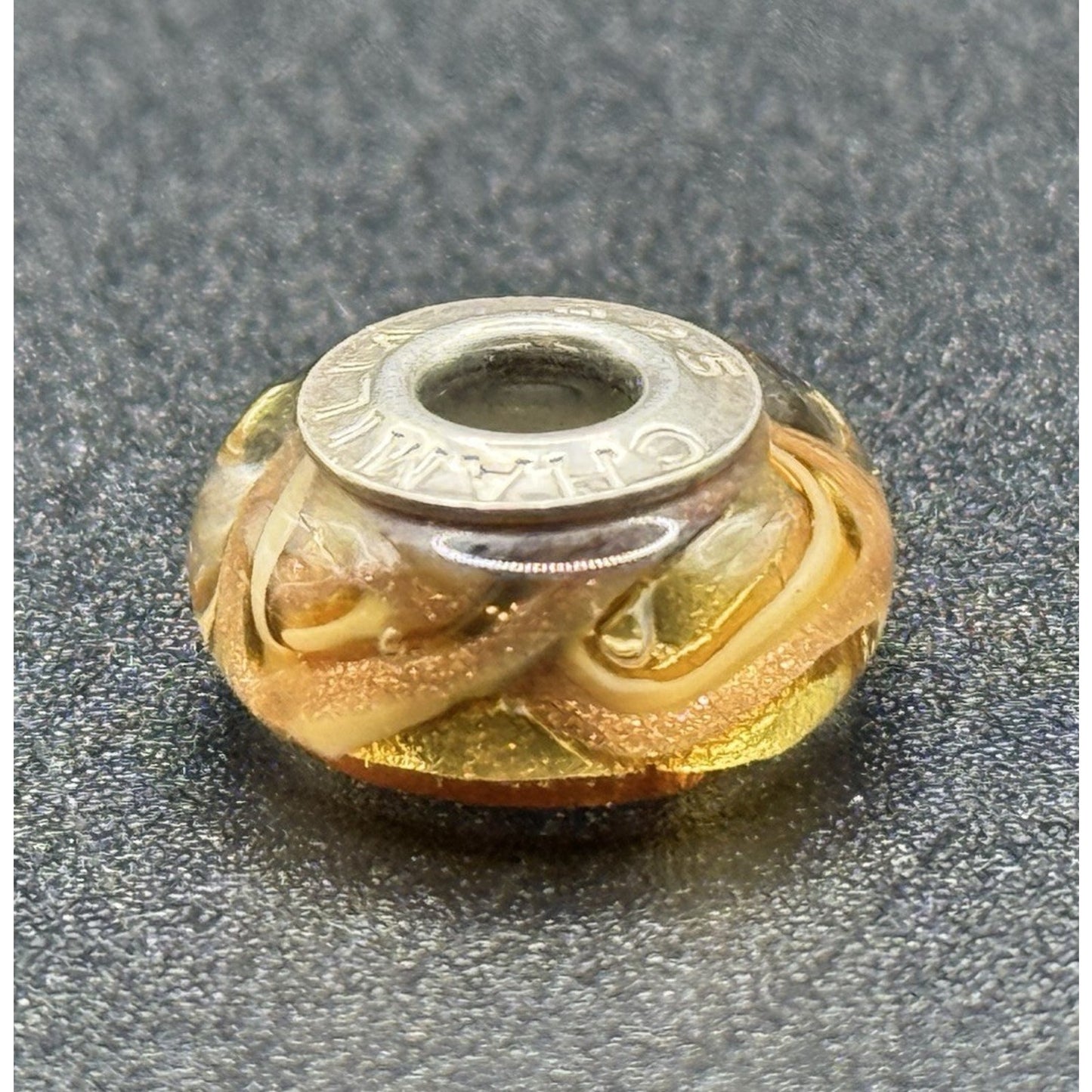 Chamilia Sterling Silver Shimmering Gold Murano Glass Charm #2 P19