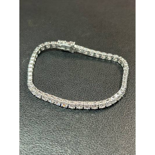 14k White Gold 8.00 Carat Lab Grown Diamond tennis bracelet F color VS clarity