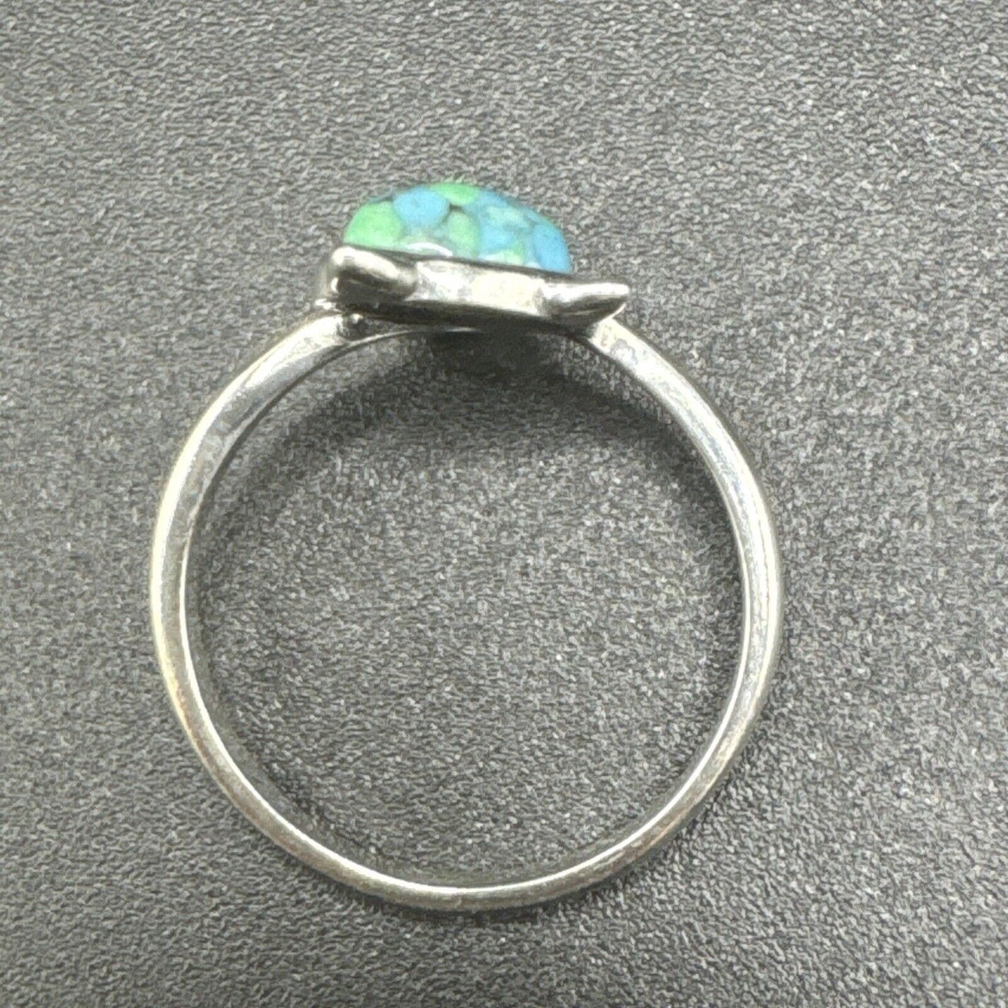 New Condition Sterling Silver Turquoise Kitty Cat Ring 925 Size 7
