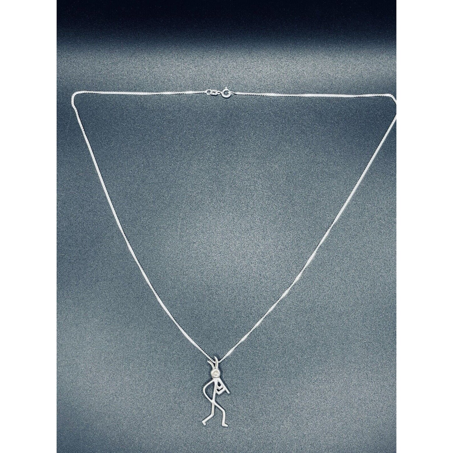 20” Sterling Silver Figural Man Flute Pendant Necklace K12