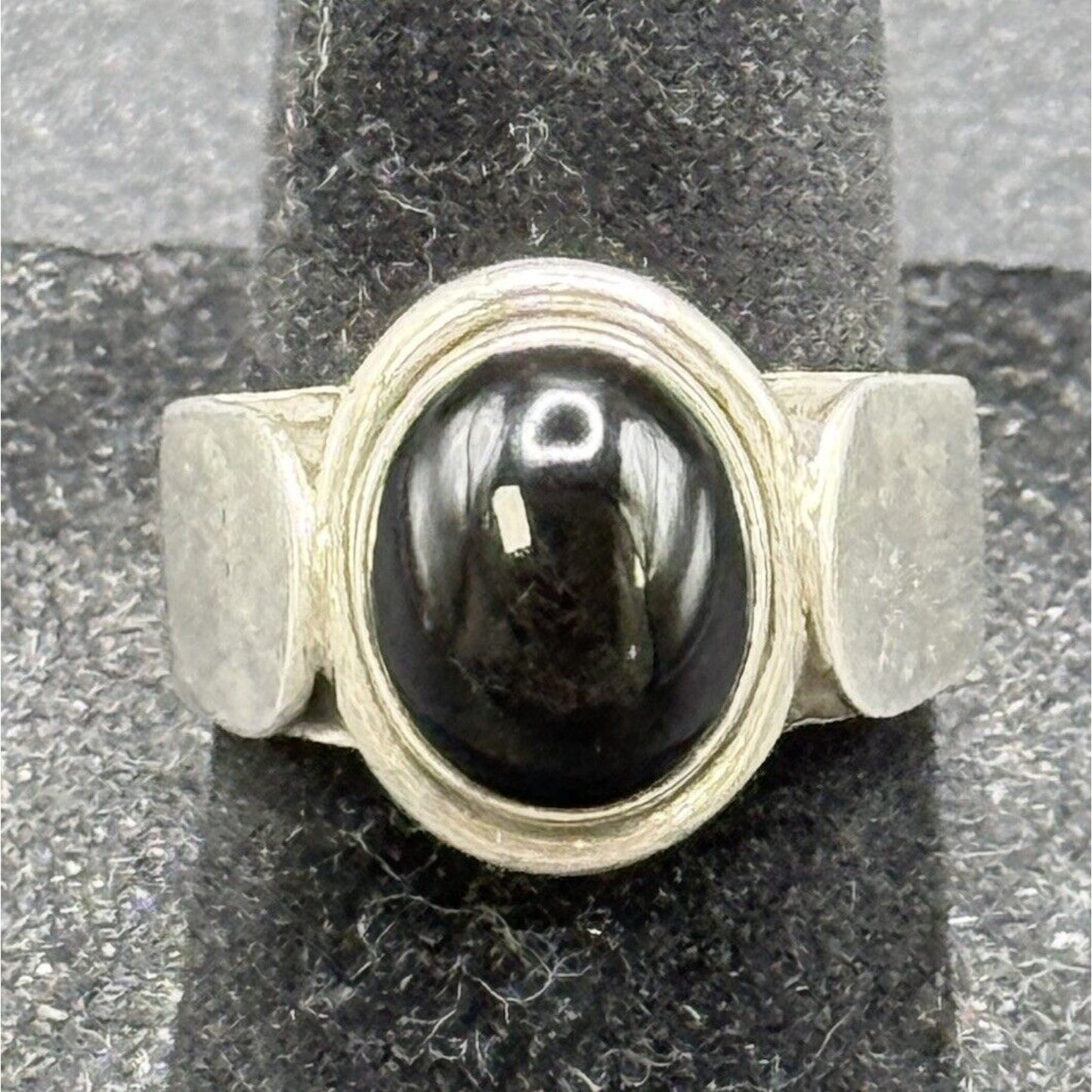 Vintage Sterling Silver Onyx Can Ring Size 7.00 M27