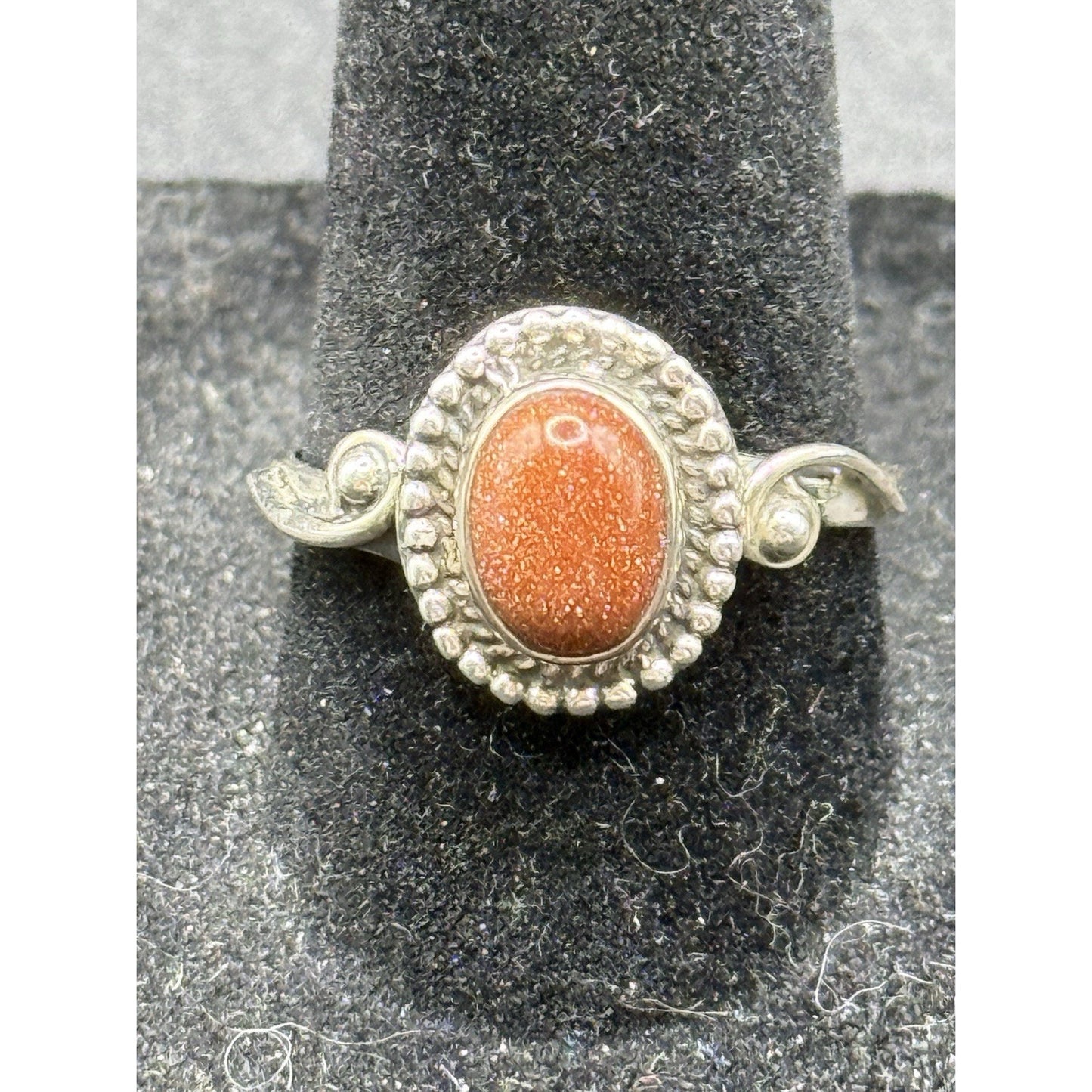 New Condition Sterling Silver Genuine Goldstone Ring Size 8.00 925 P20