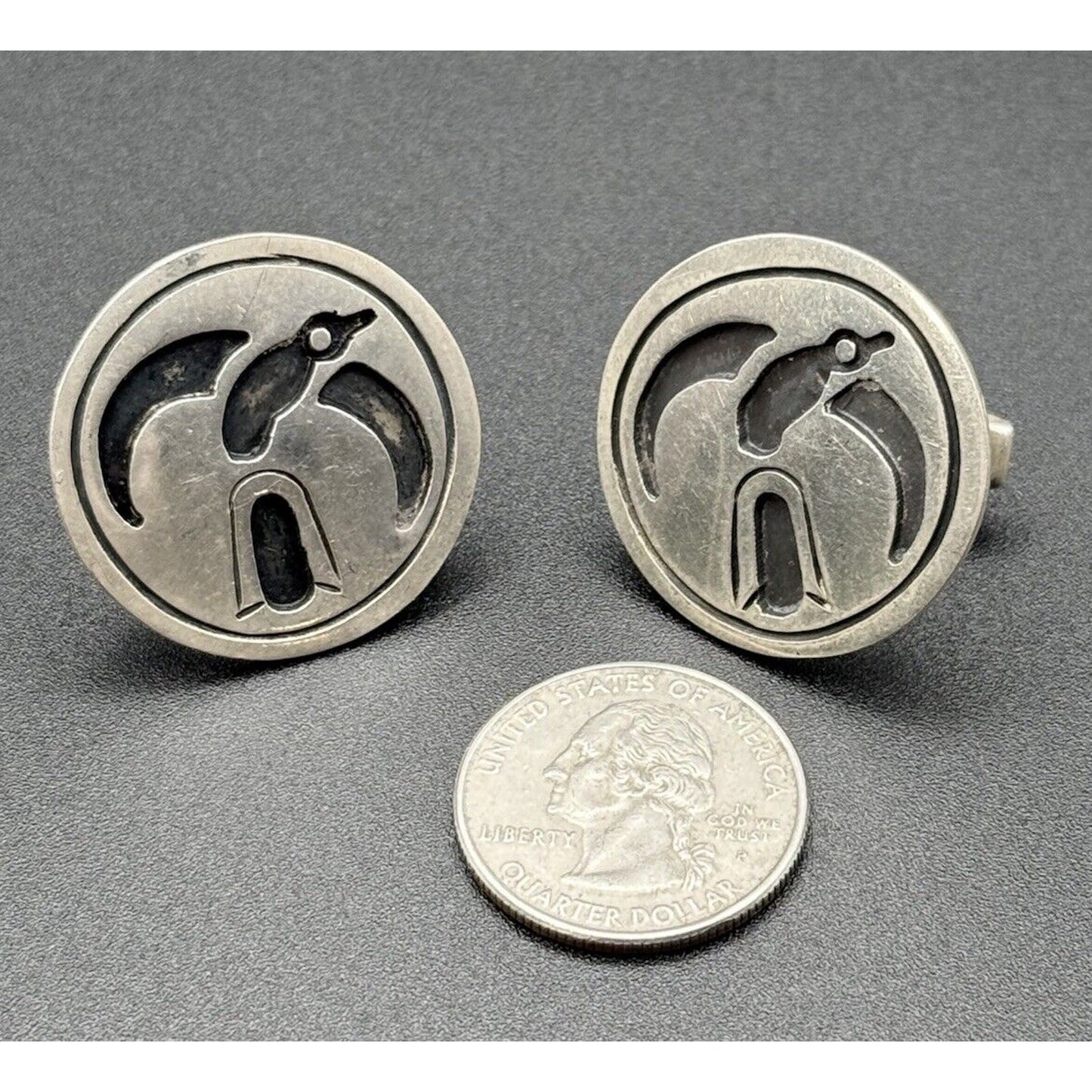 Taxco Vintage Sterling Silver Bird Cuff Links 22 Grams N11