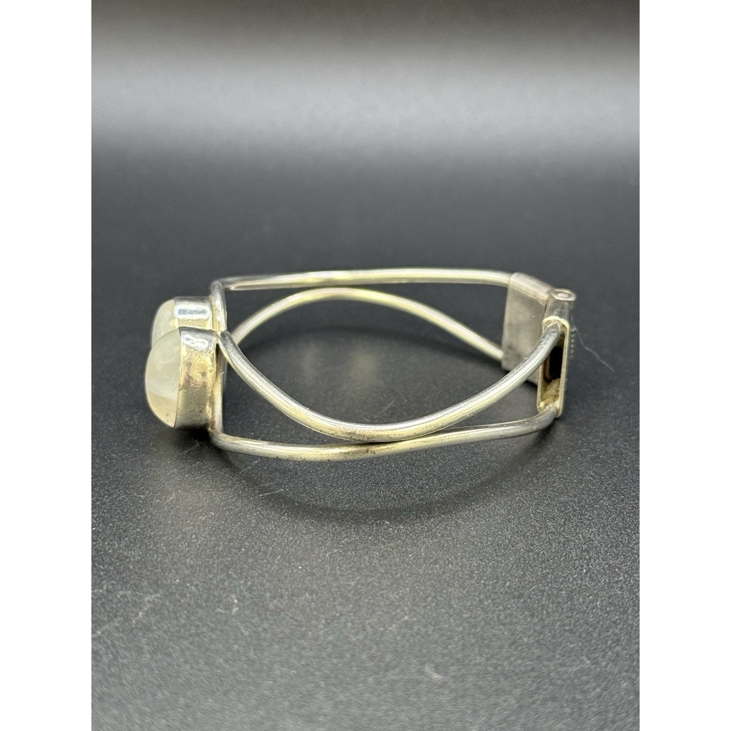 MCM Vintage Sterling Silver Moonstone Hinged Bracelet 37 Grams 925 P10