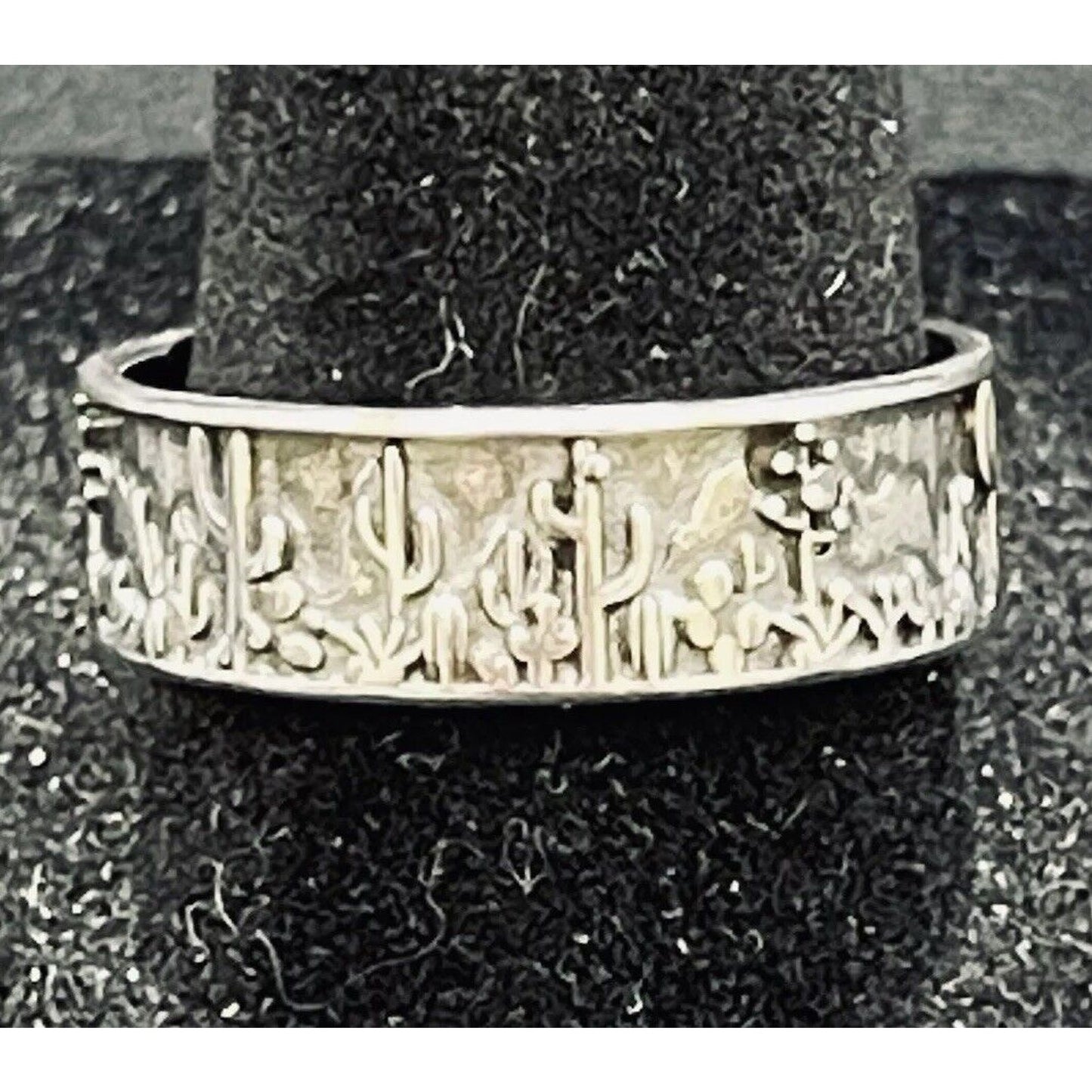 New Condition Sterling Silver Desert Scene Band Ring Size 10.00