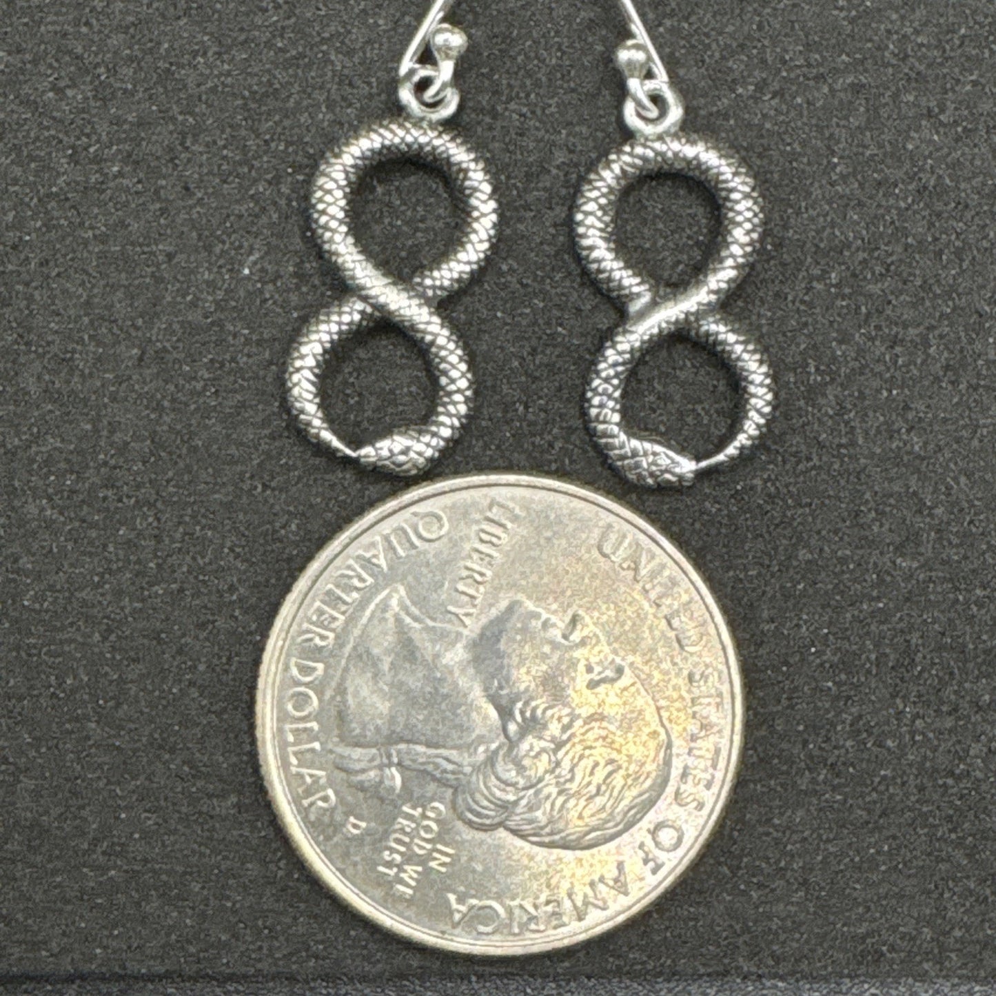 New Condition Sterling Silver Infinity Snake Earrings Dangle 925