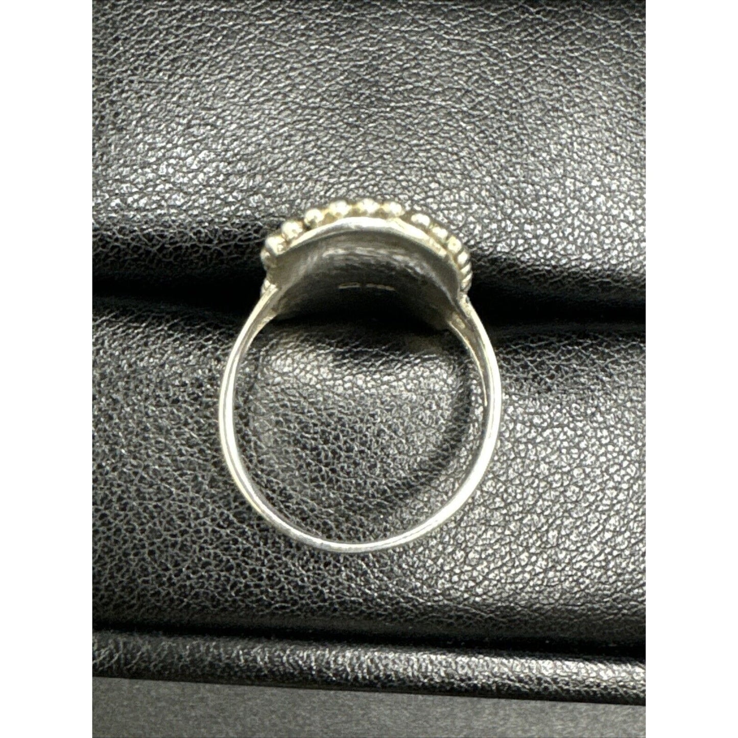 New Condition Sterling Silver Freeform Oblong Turquoise Ring 925 Size 9.25