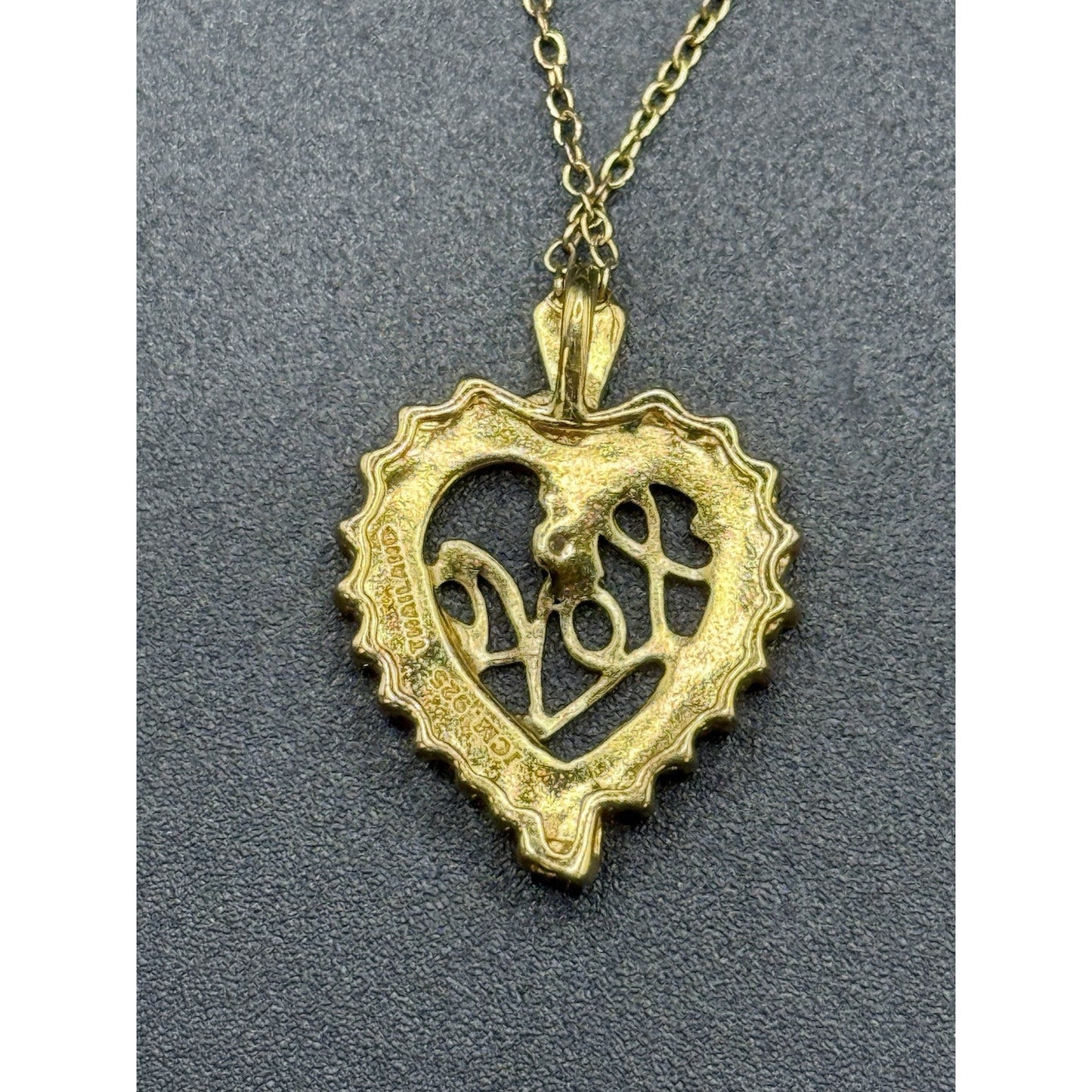 18” Gold Sterling Silver Single Diamond Heart Pendant Necklace P3