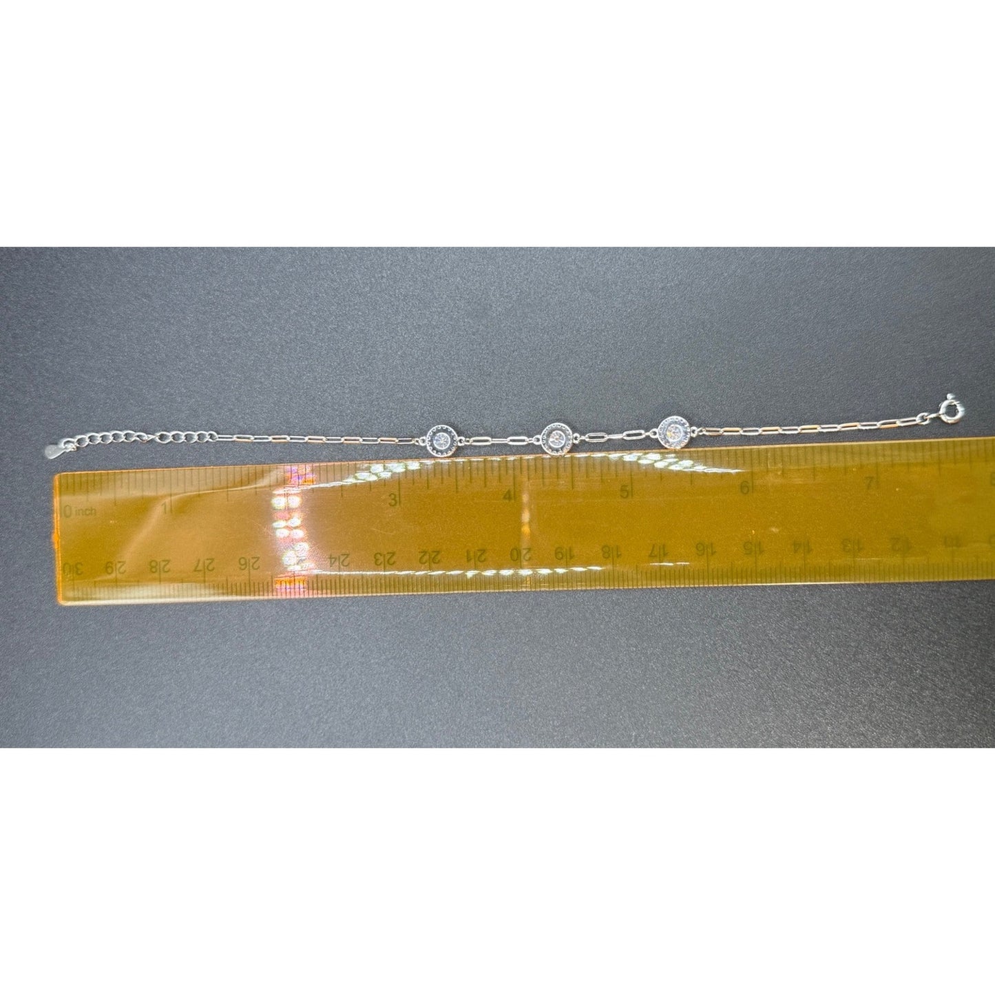 7.25” Sterling Silver Moissanite Station Bracelet GRA Adjustable