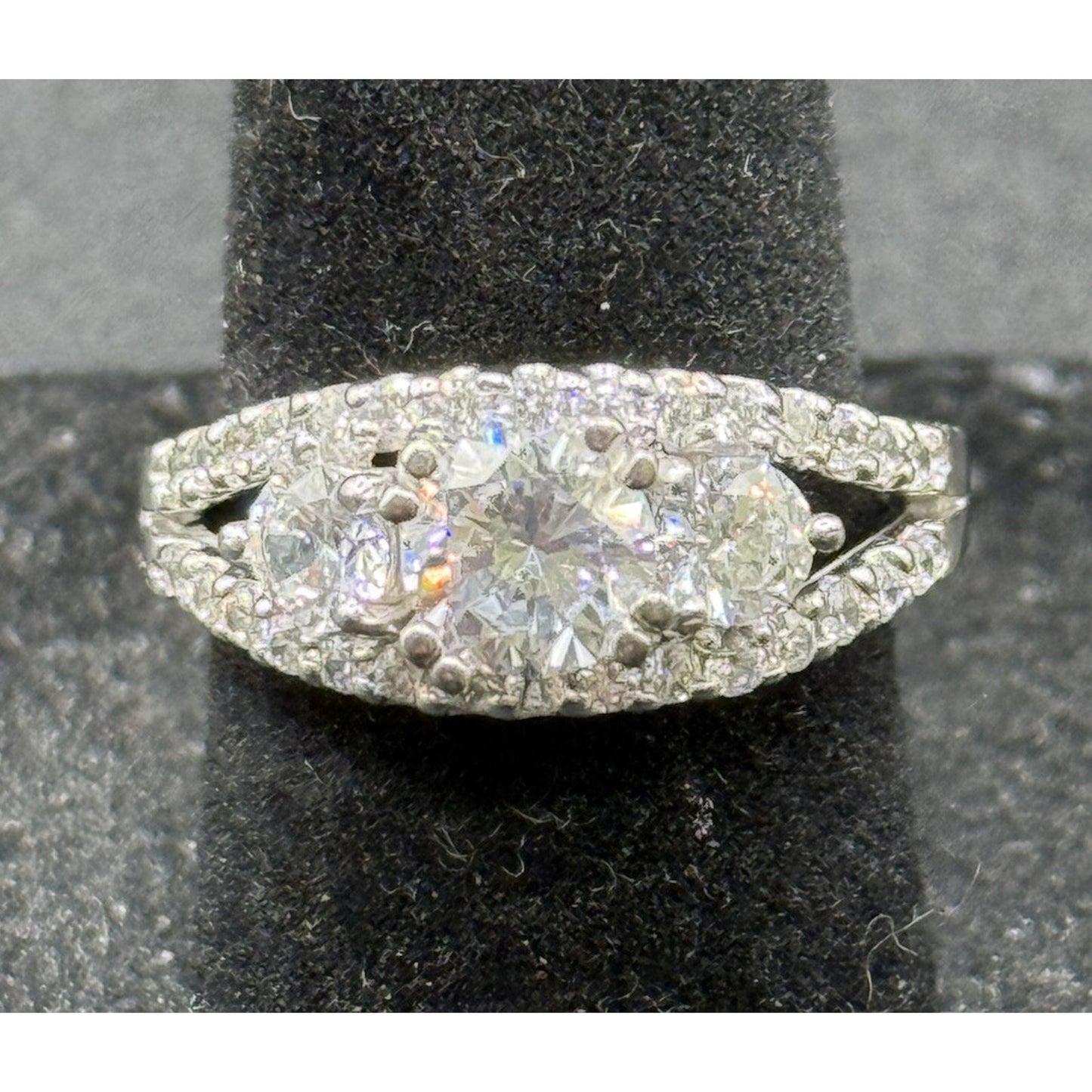 EUC Sterling Silver Cubic Zirconia Engagement Ring Size 5.75 925 N28