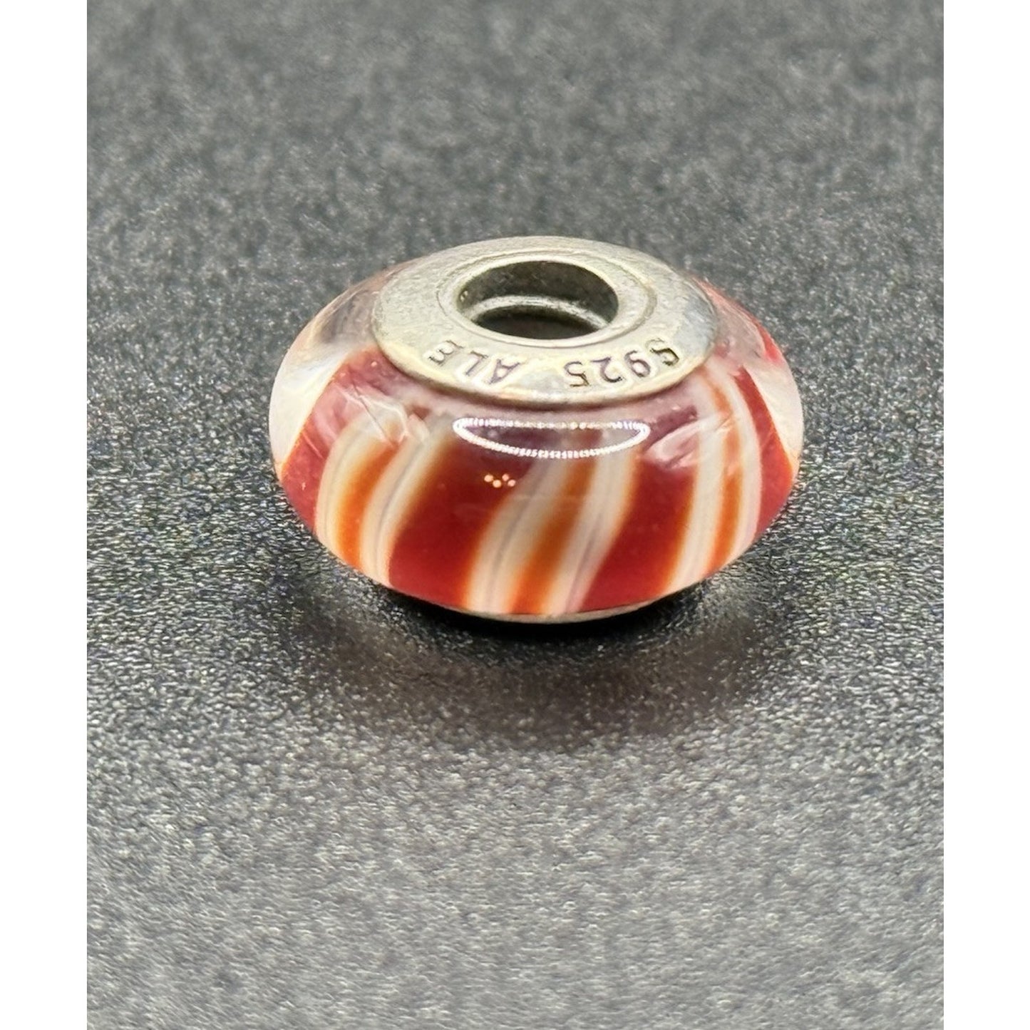 Pandora Candy Stripe Sterling Silver Murano Glass Charm ALE P13