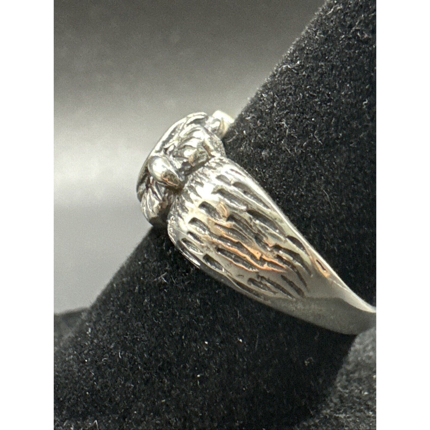New Condition Sterling Silver Unique Owl Ring 925 Size 7