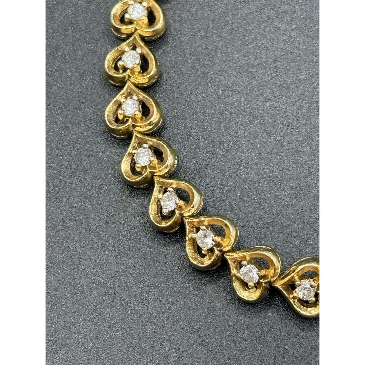 7.25” Gold Sterling Silver Cubic Zirconia Heart Bracelet 16 Grams P6