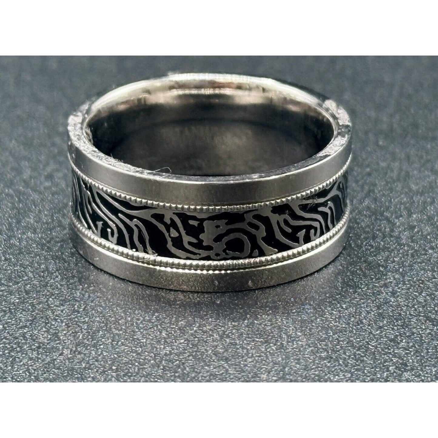 10MM Titanium Textured Inlay Wedding Band Size 10.00 M10