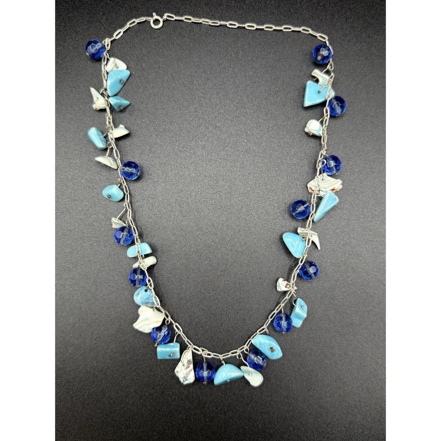 20” Sterling Silver Multi Gemstone Dangle Statement Necklace 925 N13