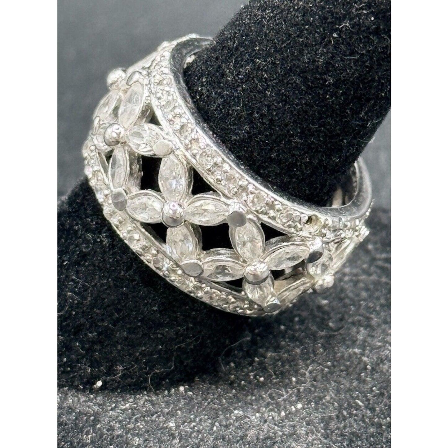 Vintage Sterling Silver C.Z. Open Eternity Band Size 6.00 Small Stone MissingM10