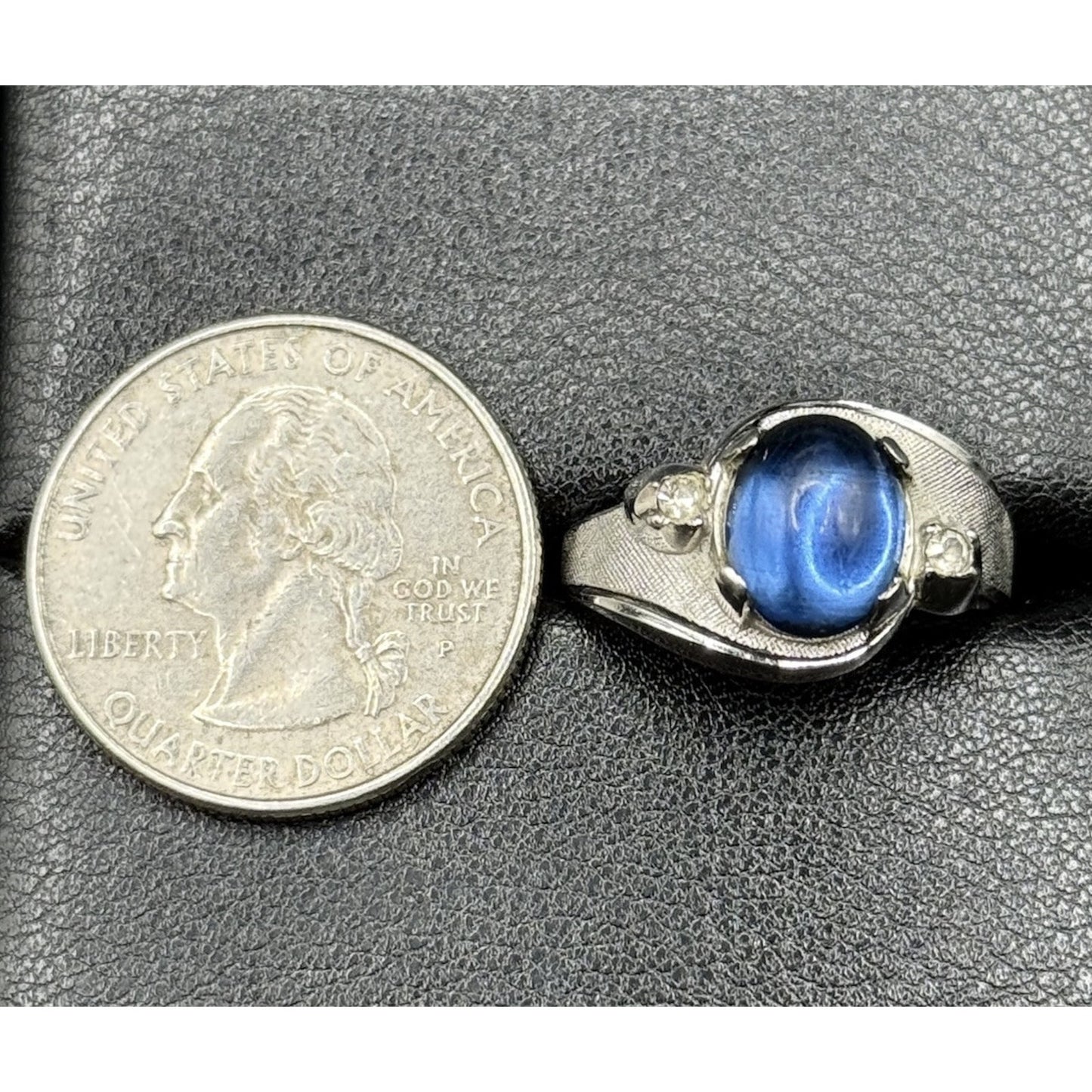 Vintage MCM Lab Star Sapphire Sterling Silver Ring Size 7.50 N13