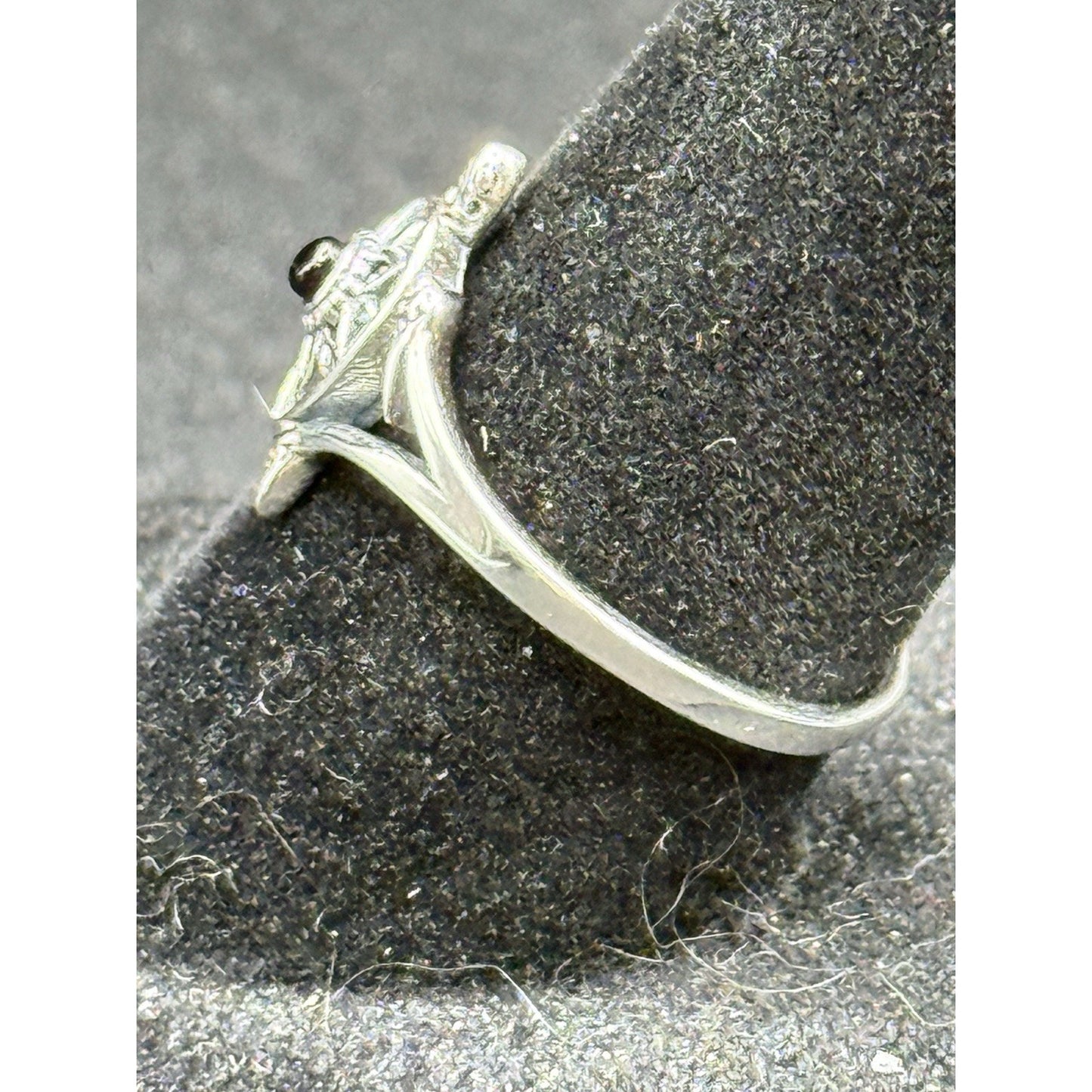 New Condition Sterling Silver Onyx Turtle Ring Size 7.00