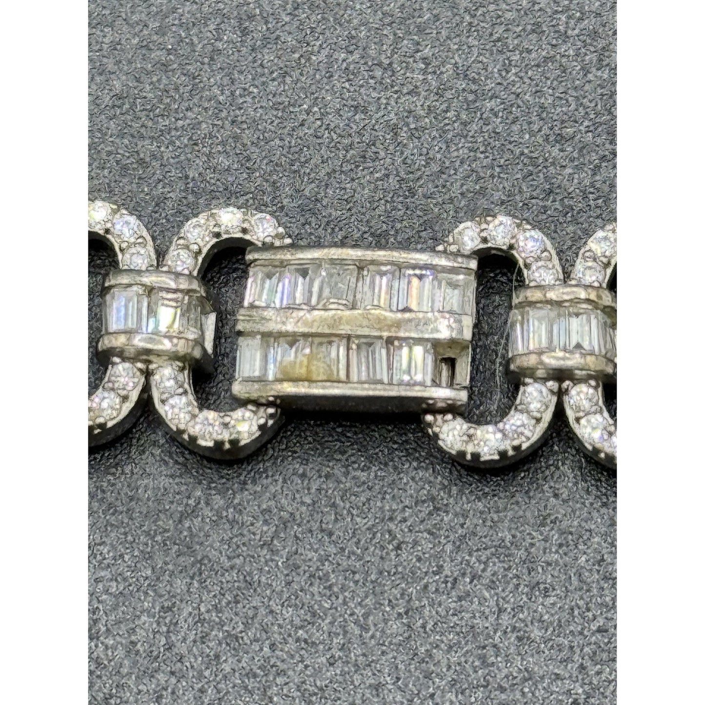 7.25” Sterling Silver Cubic Zirconia Tennis Bracelet One Missing 20 Grams P10